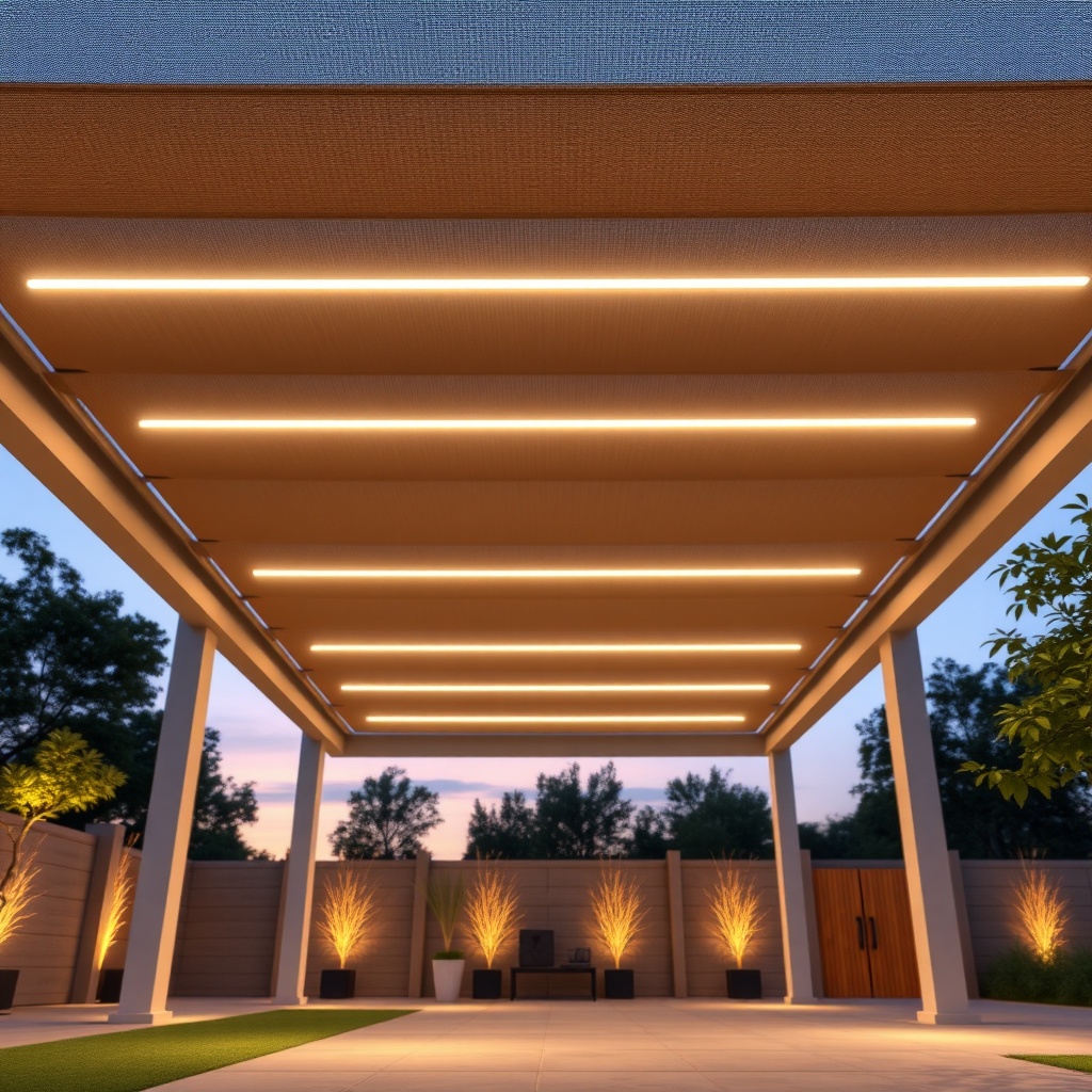 High angle shot of Sun Garden Royal pergola with retractable side screens and integrated L