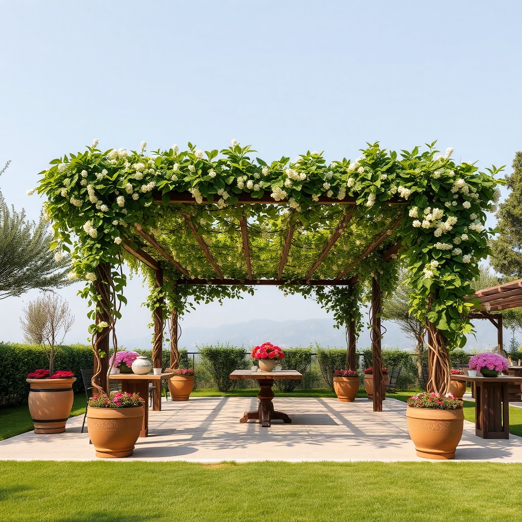 Karla kaplı bir Sun Garden Royal pergolanın alt kısmından görünüm