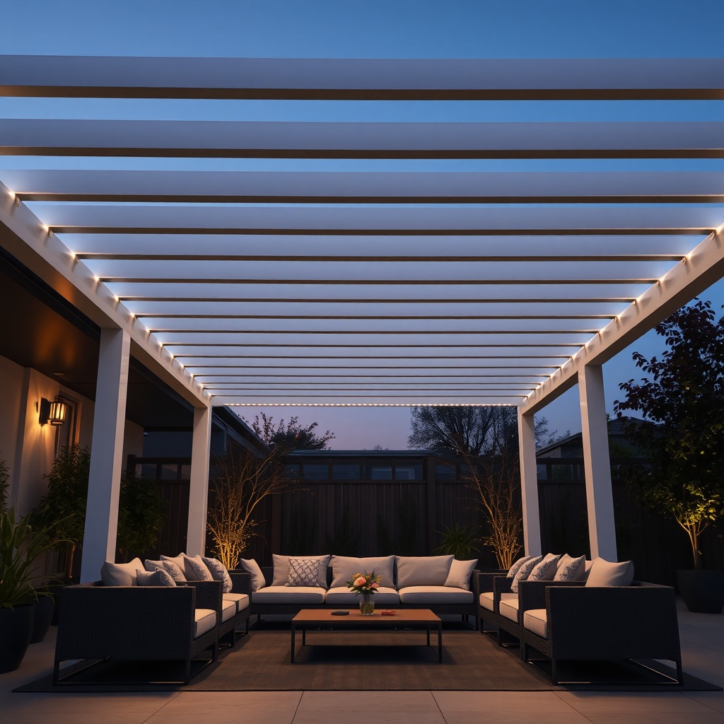 A clean photorealistic photo of a Sundepot Grand pergola with integrated LED strip lightin