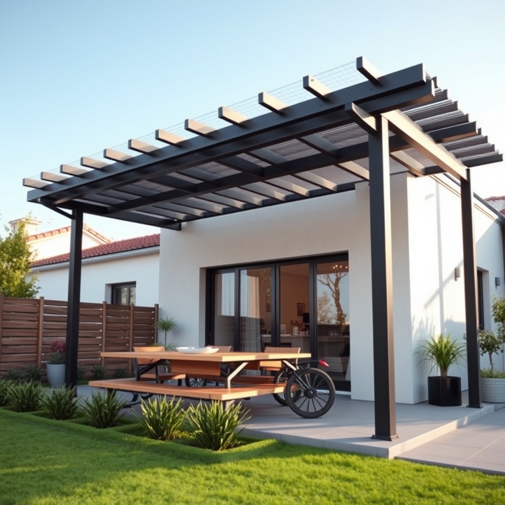 Sundepot Grand pergolanın motorlu mekanizmasına yakın plan