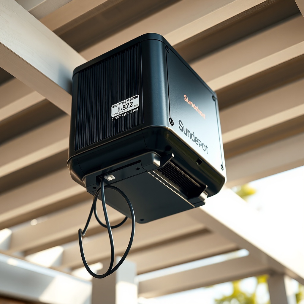 A photorealistic close-up of the 2024 Sundepot Grand motor unit mounted on an aluminum per