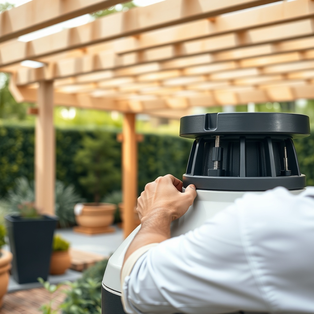 <A modern Sundepot Grand pergola in a garden setting
